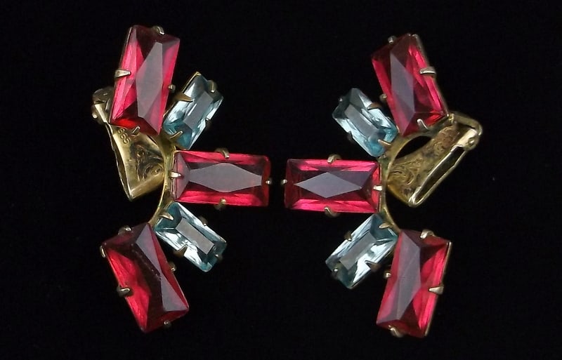 Stunning Antique 1930s MCM Gold Over Sterling Earrings Art Deco: Guaranteed Solid 925 Sterling Silver, in Excellent Condition