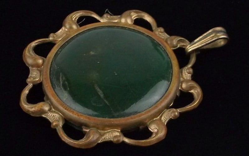 Gorgeous Antique 1890s Victorian Art Nouveau Jade Pendant: beautiful condition