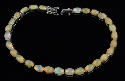 Mint Vint Designer Sterling Silver 14cttw Opal Tennis Bracelet 7.5"