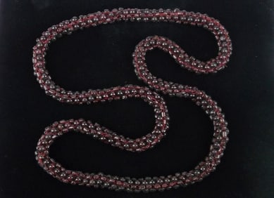 Mint Vintage 1950s Garnet Thick Necklace 26"