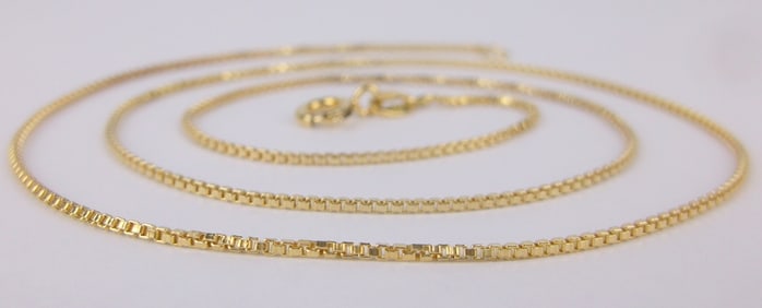 Mint Vintage Italian Gold Over Sterling Box Chain Necklace 18"