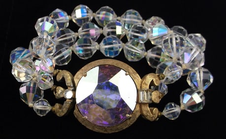 Stunning Vint Big 1950s LAGUNA Crystal 3 Row Bracelet 8.25