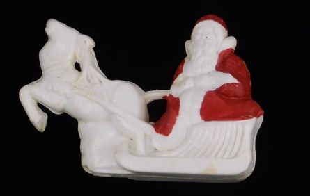 Rare Antique 1910s Celluloid Christmas Baby Rattle Art Nouveau