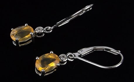 New Vint Designer Sterling Silver Orange Tourmaline Topaz Earrings