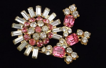 Mint Antique 1940s Crystal Rhinestone Brooch Austria?
