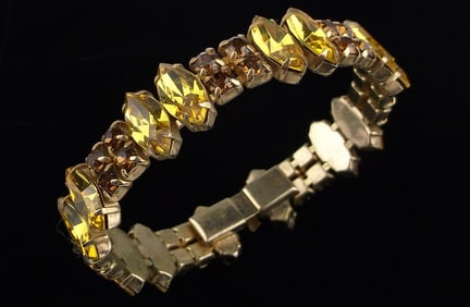 Stunning Antique 1950s Rhinestone Rigid Bracelet 6.5"