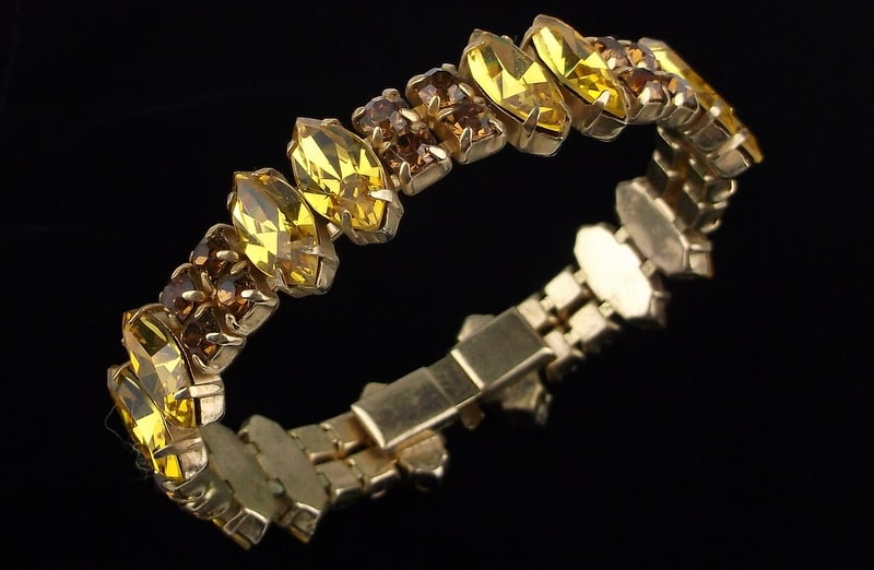 Stunning Antique 1950s Rhinestone Rigid Bracelet 6.5": excellent condition