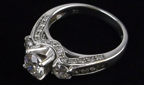 Stunning Vint Thick Designer Sterling Silver Engagement Ring 7