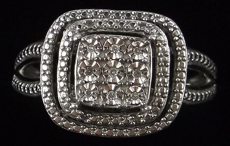 Mint Vint Designer sterling Silver Diamond Engagement Ring 6 (1 of 2)