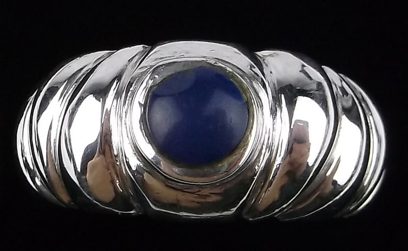Stunning Vintage Thick Sterling Silver Lapis Ring 7.5 (1 of 2)