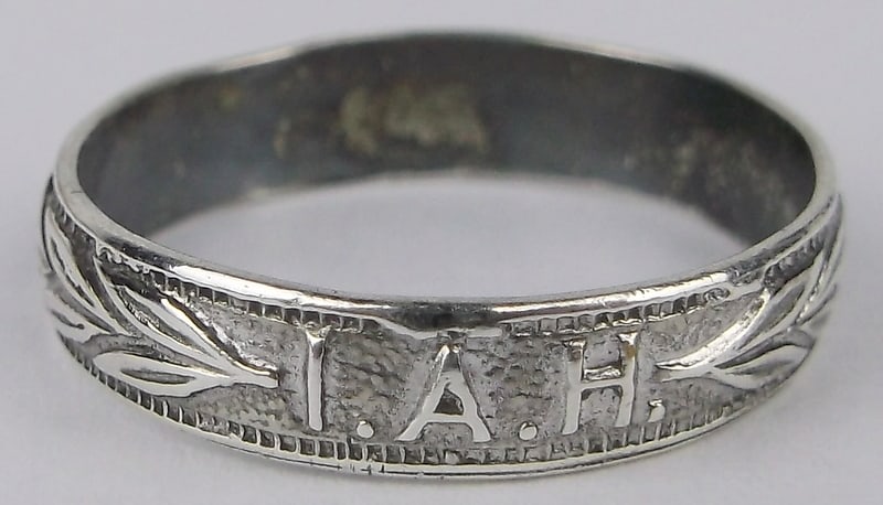 Stunning Antique 1930s Uncas Sterling Silver Initial Ring 5 IAH (1 of 3)