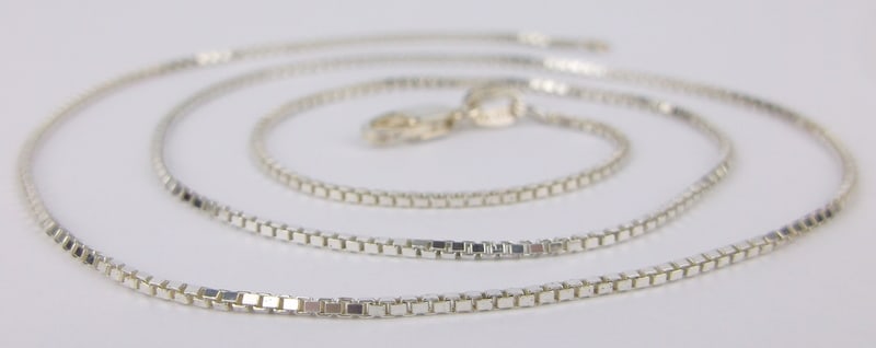 Mint Vintage Italian Sterling Silver Box Chain Necklace 16": Guaranteed Solid 925 Sterling Silver, in Excellent Condition