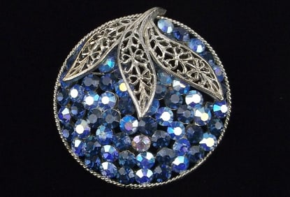 Mint Vintage Big 1960s Rhinestone Fruit Brooch