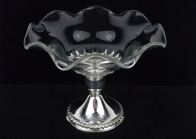 Gorgeous 1950s Rogers Sterling Silver Fluted Tall Candy Dish 8x6in