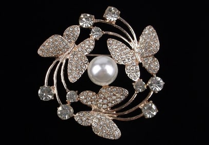 New Boxed Monet Rhinestone Butterfly Brooch
