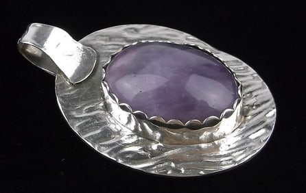 Mint Vintage Big Sterling Silver Amethyst Pendant
