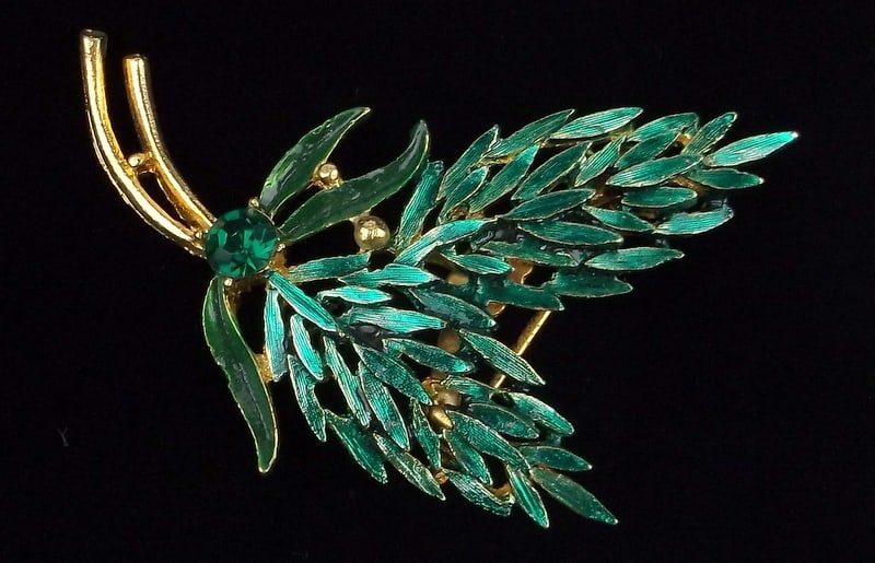 Mint Vintage 1960s Enameled Rhinestone Christmas Brooch: Mint Condition, In Like New Condition, Perfect