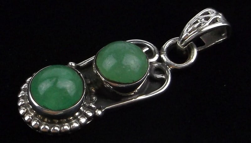 Mint Vintage Sterling Silver Genuine Jade Pendant: Guaranteed Solid 925 Sterling Silver, in Excellent Condition