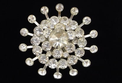 Mint Vint Big 1950s Coro Craft Rhinestone Snowflake Brooch