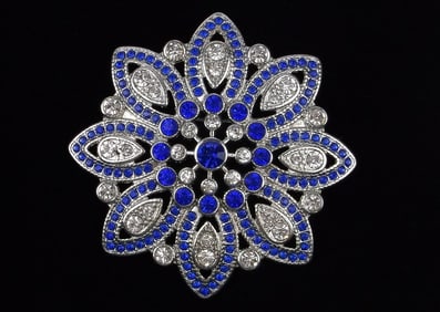 New Boxed Monet Cobalt Blue Rhinestone Brooch