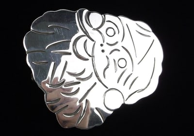 Mint Big Vint Taxco Sterling Silver Christmas Santa Claus Brooch