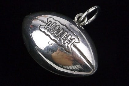Mint Big Vintage 1950s Sterling Silver Football Pendant