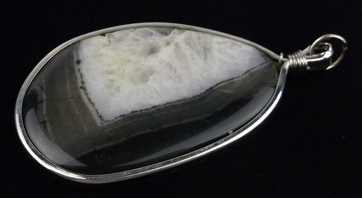 Huge Mint Vintage Geode Agate Quartz Slice Pendant