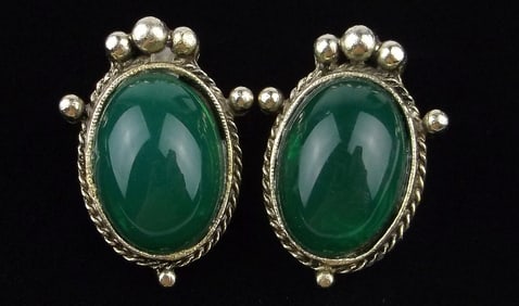 Mint Vintage Designer 1950s Glass Earrings Set