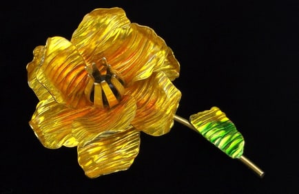 Mint Vint Big 1960s W Germany Enameled Flower Brooch