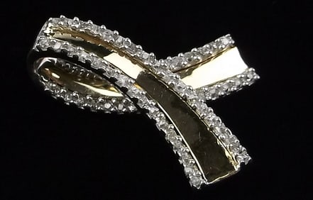 Mint Vint Designer Sterling 10kt Gold .20cttw Diamond Pendant