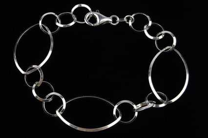 Mint Vintage Italian Sterling Silver Hoops Bracelet 7.5"