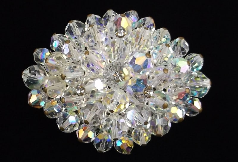 Mint Big Vintage 1950s Crystal Burst Brooch: Mint Condition, In Like New Condition, Perfect