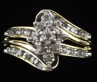 Stunning Vintage Designer Gold Over Sterling Diamond Ring 7