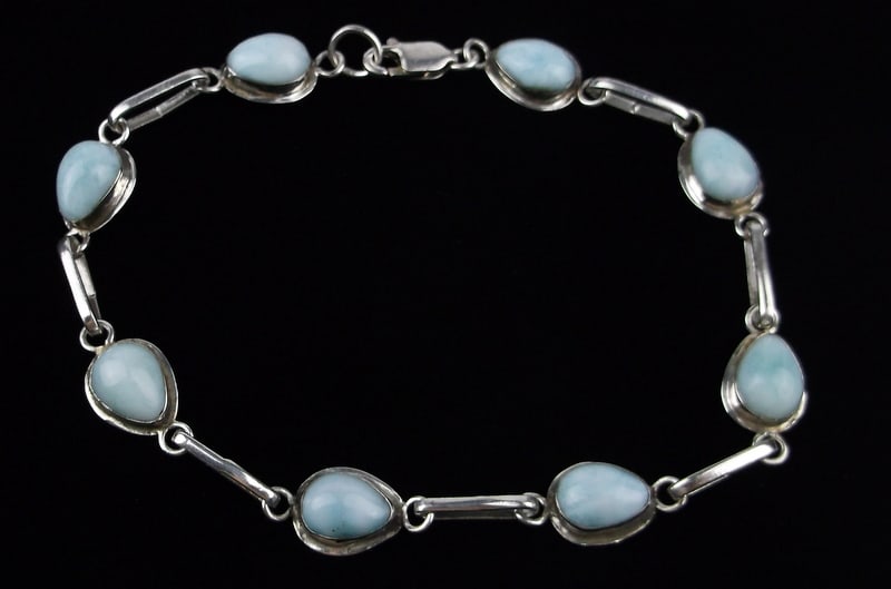 Mint Vintage Taxco Sterling Silver Larimar Bracelet 8" (1 of 2)