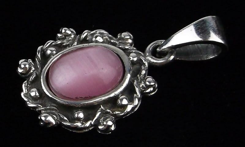 Mint Vintage Sterling Silver Pink Tourmaline Pendant: Guaranteed Solid 925 Sterling Silver, in Excellent Condition