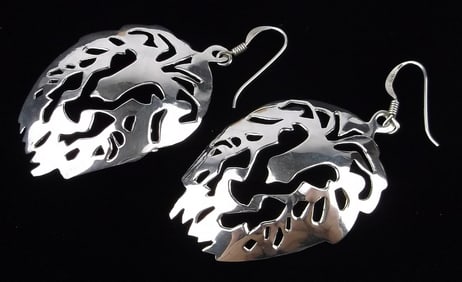 Big Mint Vintage Sterling Silver Lion Earrings