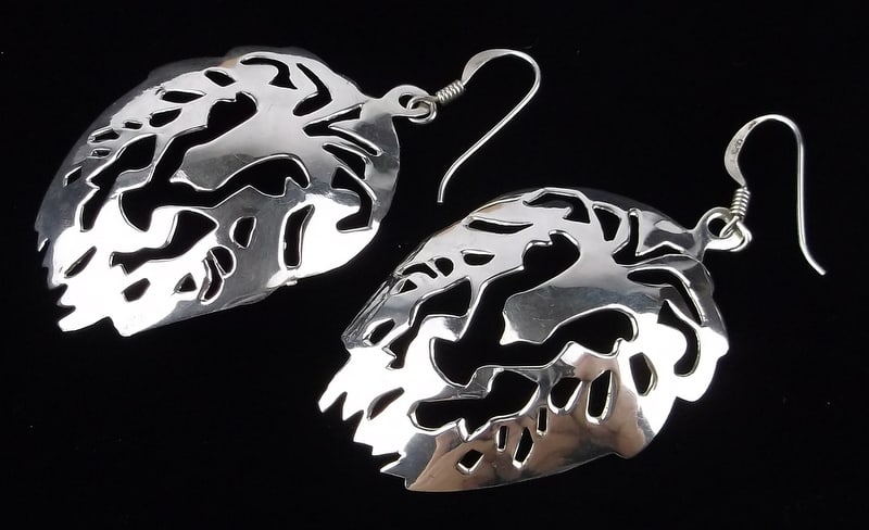 Big Mint Vintage Sterling Silver Lion Earrings (1 of 2)