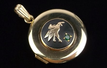 Mint Vintage 1950s 12kt GF Pegasus Horse Locket Pendant