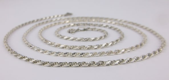Mint Vint Heavy Italian Sterling Silver Rope Chain Necklace 30"