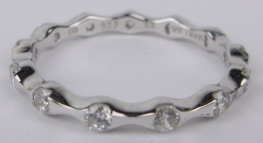 New Vintage Sterling Silver CZ Surround Ring 10