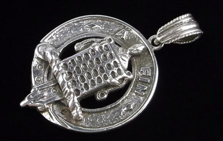 Mint Thick Vint Heavy Sterling Silver Scottish Oglevie Clan Kilt Pendant