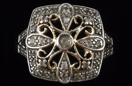 Vintage Sterling Silver Designer White Topaz Ring 8