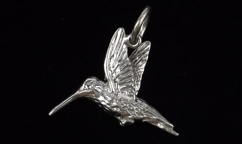 Stunning Vintage Sterling Silver Hummingbird Pendant Charm