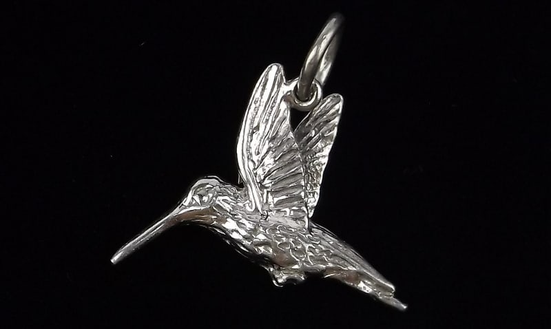 Stunning Vintage Sterling Silver Hummingbird Pendant Charm (1 of 2)