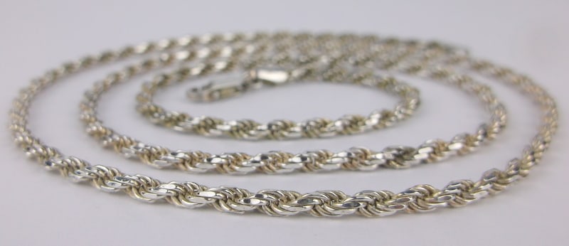 Stunning Vint Heavy Italian Sterling Silver Rope Chain Necklace 24" (1 of 2)