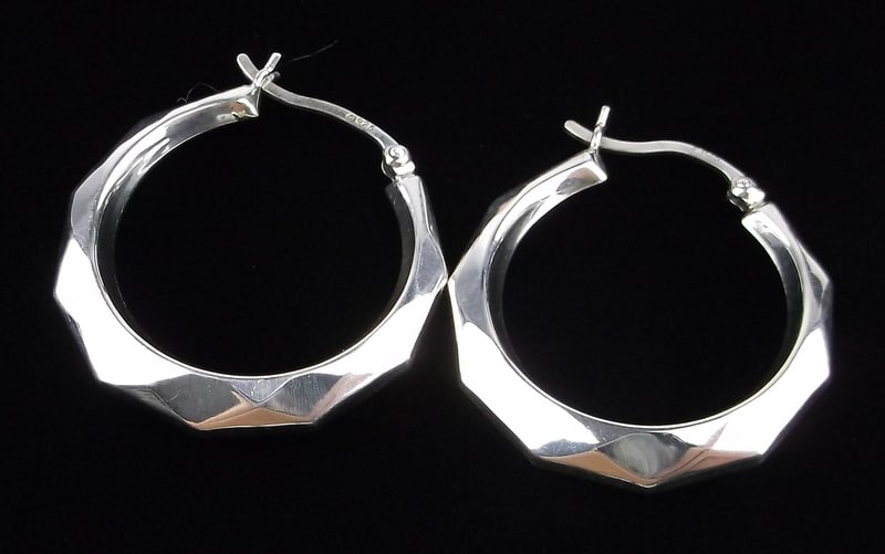Mint Vintage Italian Sterling Silver Hoop Earrings: Guaranteed Solid 925 Sterling Silver, in Excellent Condition