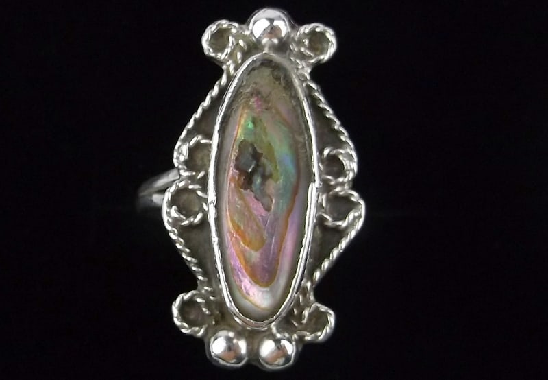 Stunning Vintage 1960s Taxco Sterling Silver Abalone Ring 5 (1 of 2)