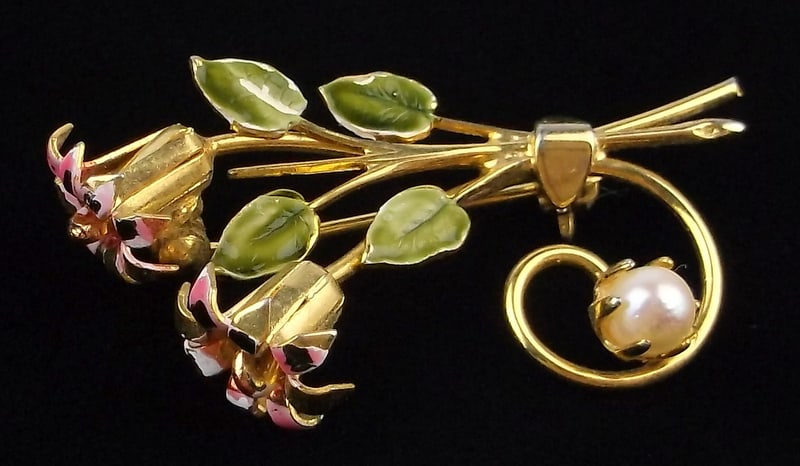 Mint Vintage 1960s Enameled Flower Brooch: Mint Condition, In Like New Condition, Perfect