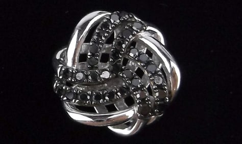 New Vintage Designer Sterling Silver Black Diamond Pendant