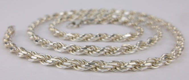 Mint Thick Big Heavy Italian Sterling Silver Rope Chain Necklace 20"